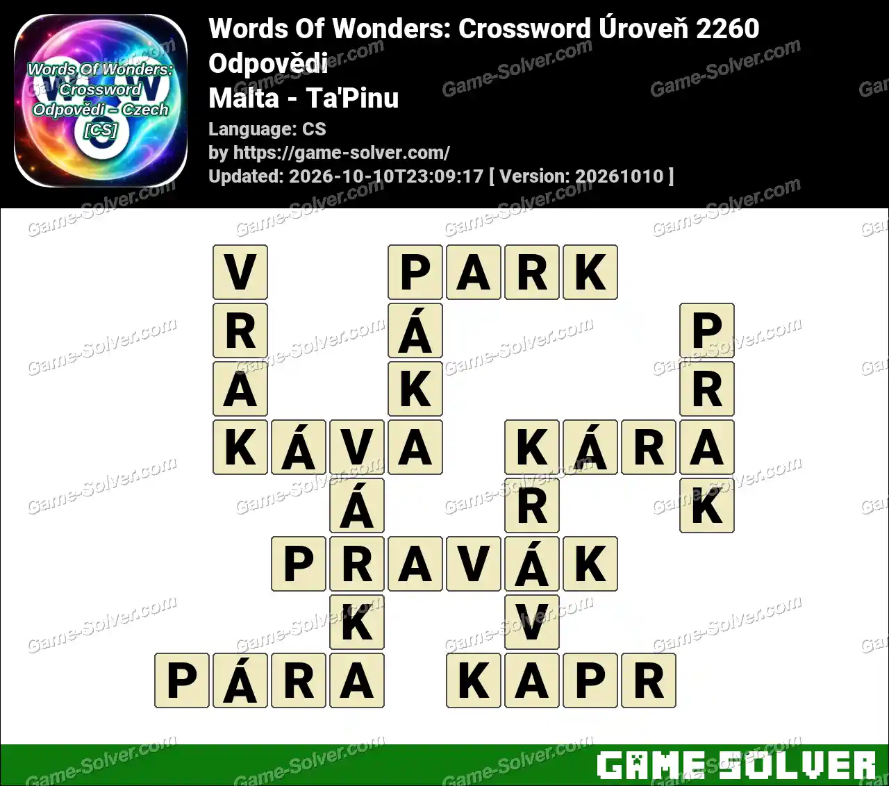 Words Of Wonders: Crossword Úroveň 2260 Odpovědi – Malta – Ta’Pinu